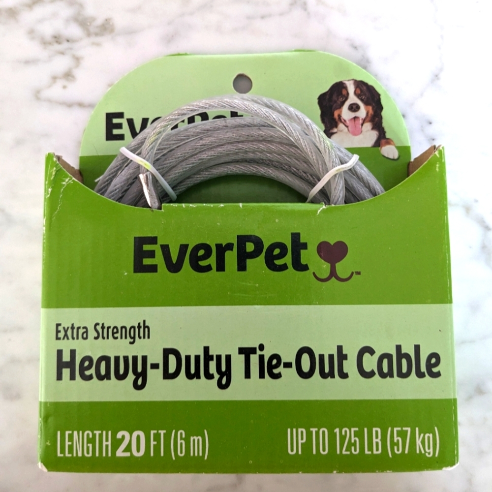 Pet tie out cable. Heavy duty. 20' up to 125 lbs. New